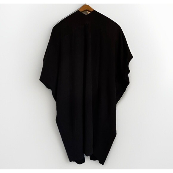 WORTHINGTON Black Cardigan Sweater XL Open Front Cocoon Cape Long Rib Knot - Picture 4 of 5